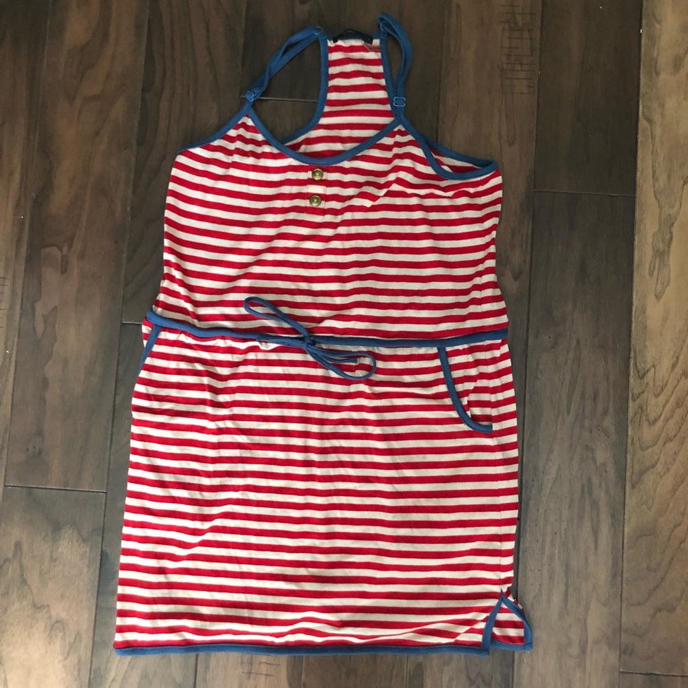 red and white striped swim cover up